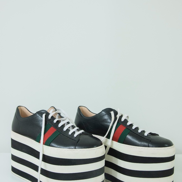 Gucci Black and White Platform Sneakers - Picture 3 of 7